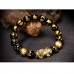 Black Obsidian Wealth Bracelet Releases Negative Energies with Golden Pi Xiu