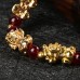 Yellow Stone PIXIU Bracelet Vintage 3D Red Garnet Beads Feng Shui Lucky Brave Wealth Bracelet