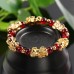 Yellow Stone PIXIU Bracelet Vintage 3D Red Garnet Beads Feng Shui Lucky Brave Wealth Bracelet