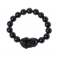 Feng Shui Pi Xiu Obsidian Black Stone Beads Bracelet