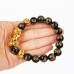 Feng Shui Black Beads Alloy Wealth Bracelet With Golden Pixiu