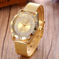 DQG Mesh Gold Metal Women Quartz Wrist Watch