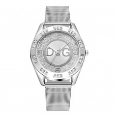 DQG Mesh Silver Metal Women Quartz Wrist Watch